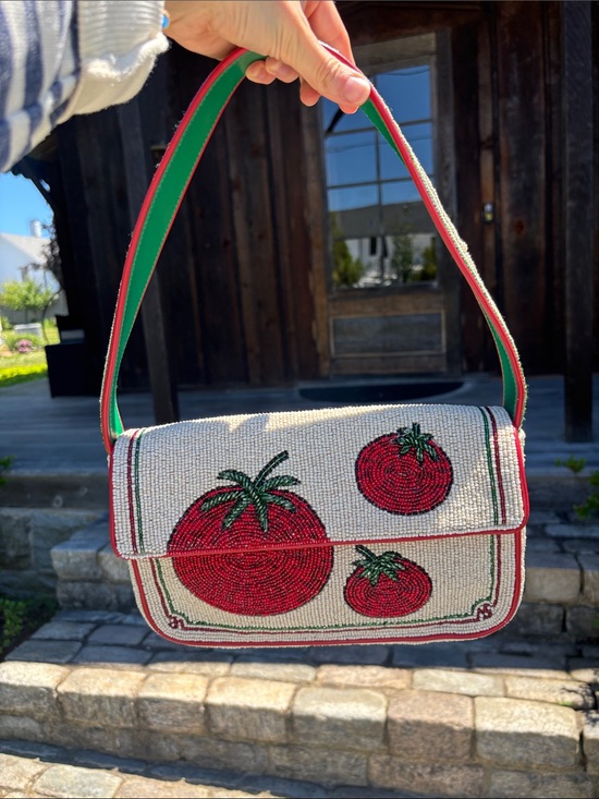 STAUD Handbags - Staud Tomato Tommy Beaded Shoulder Bag - Red/Green